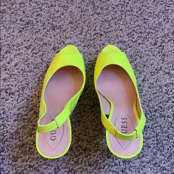 Neon Yellow Peep Toe Heels - Picture 3 of 4